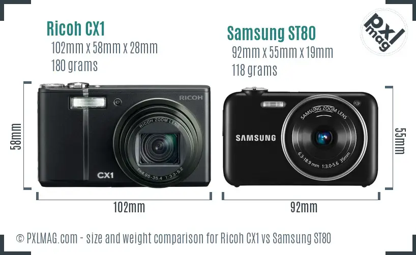 Ricoh CX1 vs Samsung ST80 size comparison