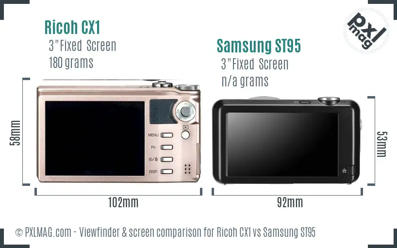 Ricoh CX1 vs Samsung ST95 Screen and Viewfinder comparison