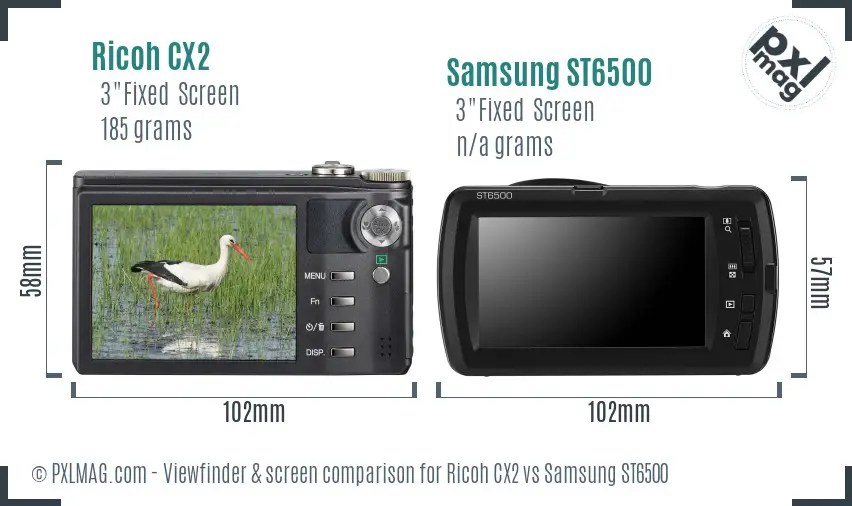 Ricoh CX2 vs Samsung ST6500 Screen and Viewfinder comparison