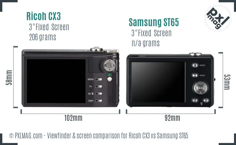 Ricoh CX3 vs Samsung ST65 Screen and Viewfinder comparison Ricoh CX3 vs Samsung ST65 Screen and Viewfinder comparison