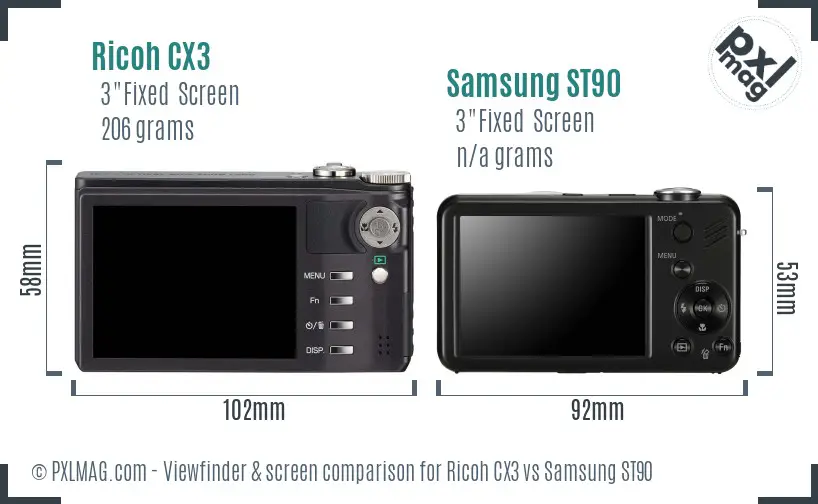 Ricoh CX3 vs Samsung ST90 Screen and Viewfinder comparison Ricoh CX3 vs Samsung ST90 Screen and Viewfinder comparison