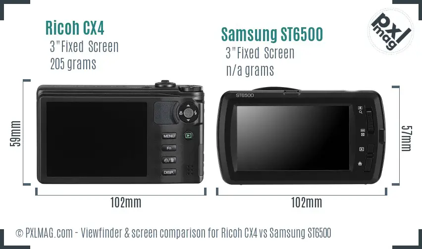 Ricoh CX4 vs Samsung ST6500 Screen and Viewfinder comparison Ricoh CX4 vs Samsung ST6500 Screen and Viewfinder comparison