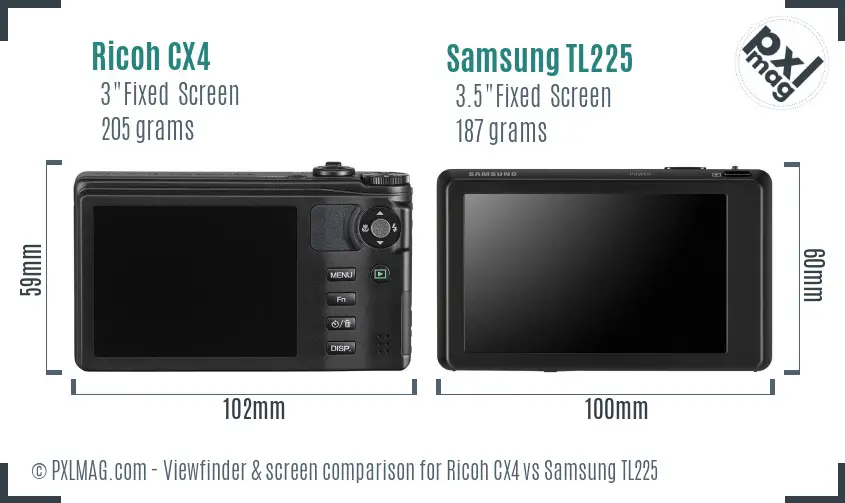Ricoh CX4 vs Samsung TL225 Screen and Viewfinder comparison Ricoh CX4 vs Samsung TL225 Screen and Viewfinder comparison
