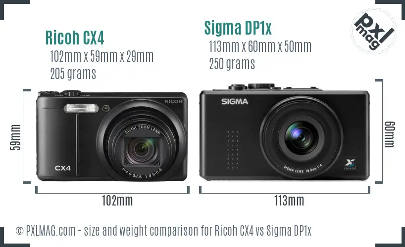 Ricoh CX4 vs Sigma DP1x size comparison