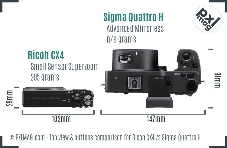 Ricoh CX4 vs Sigma Quattro H top view buttons comparison