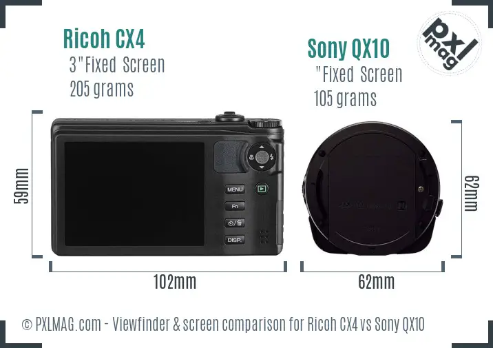 Ricoh CX4 vs Sony QX10 Screen and Viewfinder comparison Ricoh CX4 vs Sony QX10 Screen and Viewfinder comparison