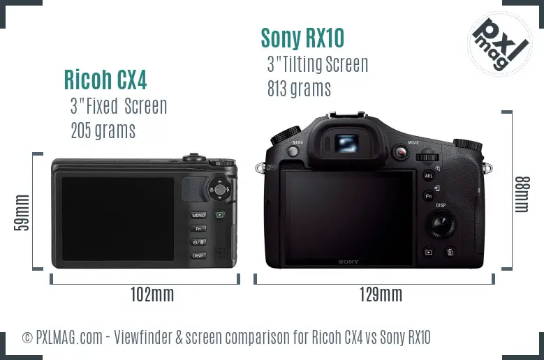Ricoh CX4 vs Sony RX10 Screen and Viewfinder comparison Ricoh CX4 vs Sony RX10 Screen and Viewfinder comparison