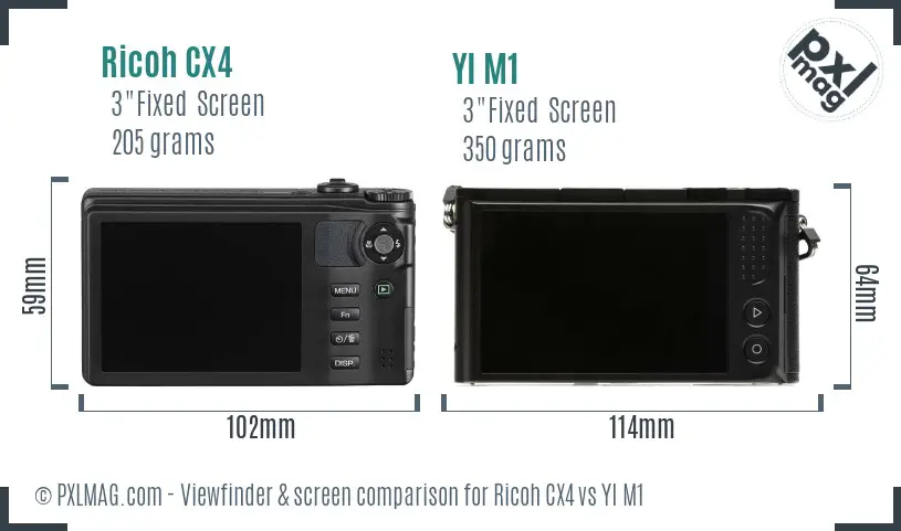 Ricoh CX4 vs YI M1 Screen and Viewfinder comparison