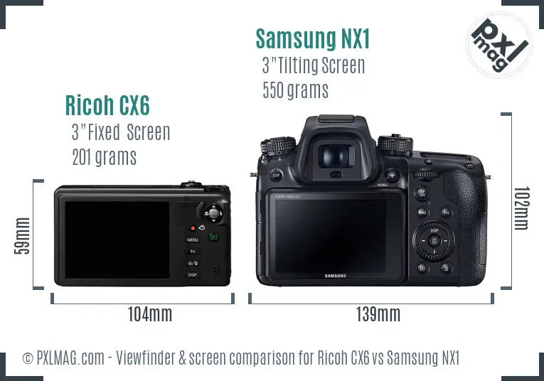 Ricoh CX6 vs Samsung NX1 Screen and Viewfinder comparison
