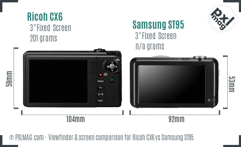 Ricoh CX6 vs Samsung ST95 Screen and Viewfinder comparison Ricoh CX6 vs Samsung ST95 Screen and Viewfinder comparison