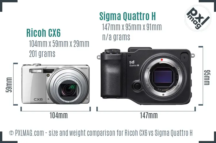Ricoh CX6 vs Sigma Quattro H size comparison