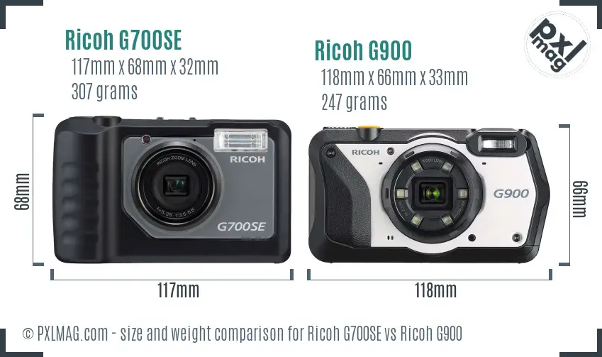 Ricoh G700SE vs Ricoh G900 size comparison