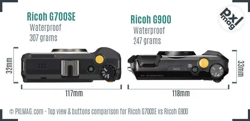 Ricoh G700SE vs Ricoh G900 top view buttons comparison