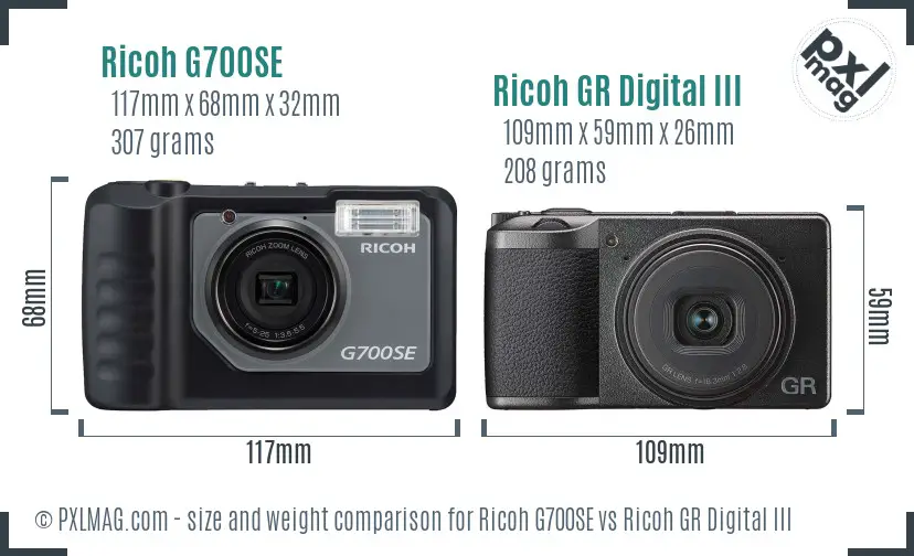 Ricoh G700SE vs Ricoh GR Digital III size comparison