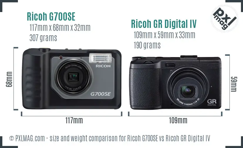 Ricoh G700SE vs Ricoh GR Digital IV size comparison