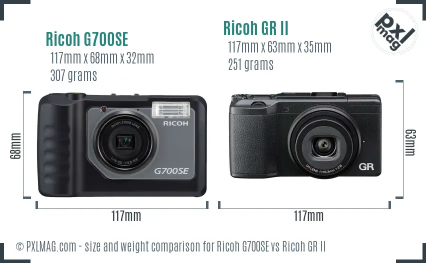 Ricoh G700SE vs Ricoh GR II size comparison