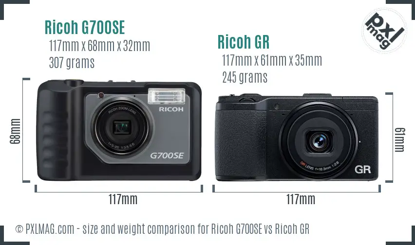 Ricoh G700SE vs Ricoh GR size comparison