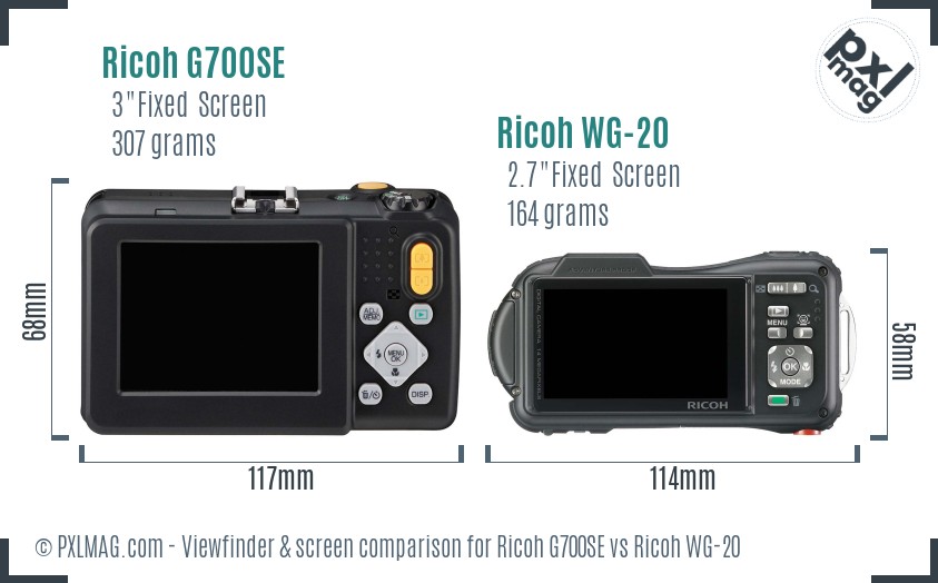 Ricoh G700SE vs Ricoh WG-20 Screen and Viewfinder comparison