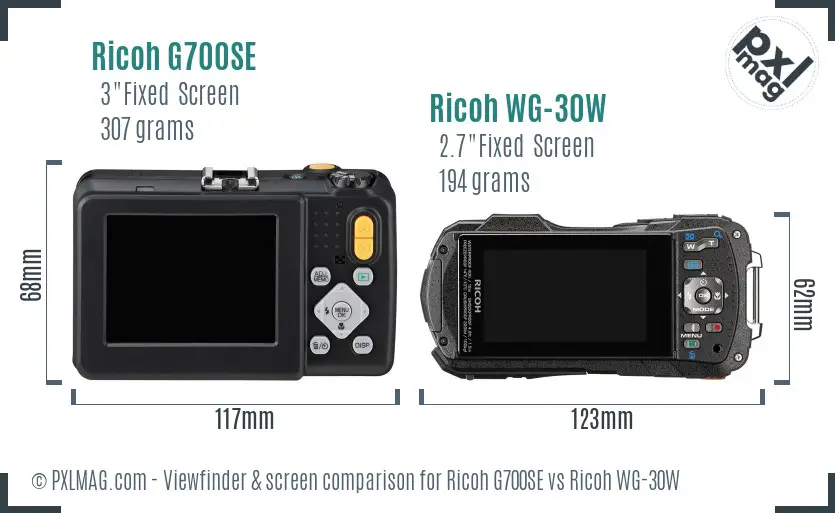 Ricoh G700SE vs Ricoh WG-30W Screen and Viewfinder comparison