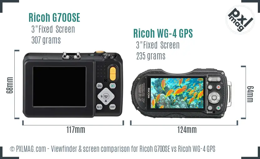 Ricoh G700SE vs Ricoh WG-4 GPS Screen and Viewfinder comparison