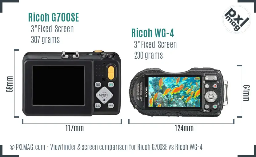 Ricoh G700SE vs Ricoh WG-4 Screen and Viewfinder comparison
