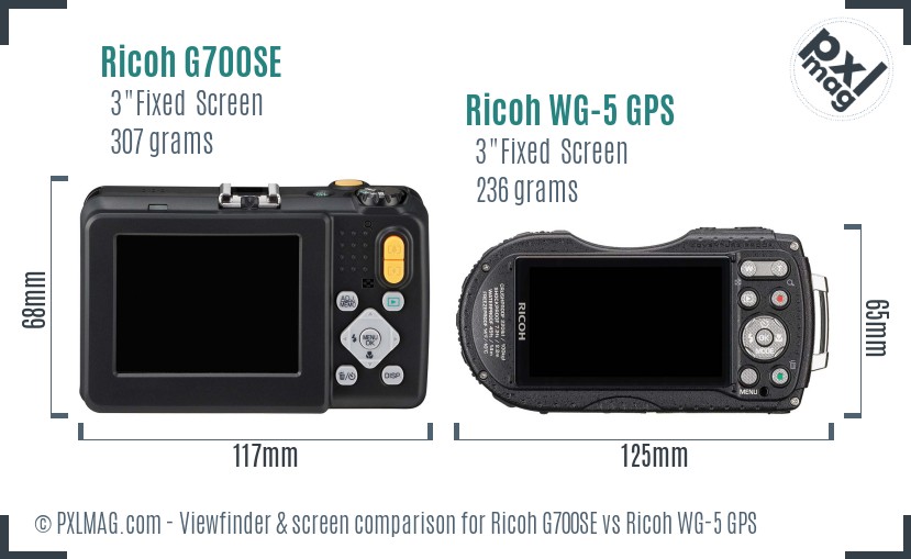 Ricoh G700SE vs Ricoh WG-5 GPS Screen and Viewfinder comparison