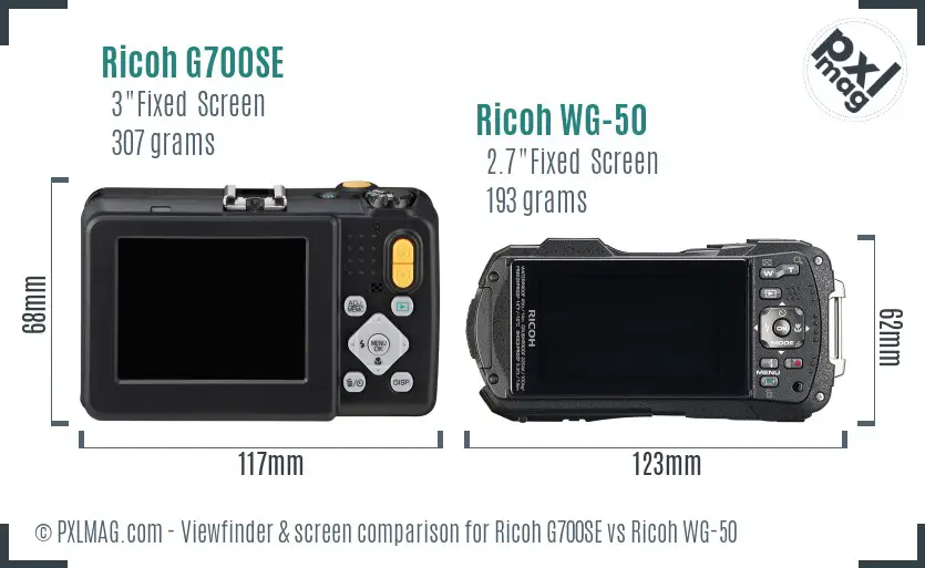 Ricoh G700SE vs Ricoh WG-50 Screen and Viewfinder comparison