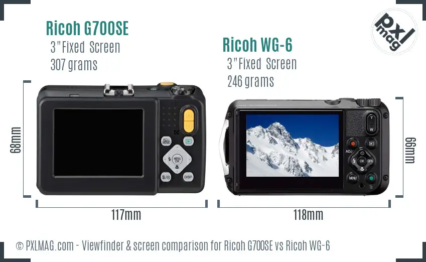 Ricoh G700SE vs Ricoh WG-6 Screen and Viewfinder comparison