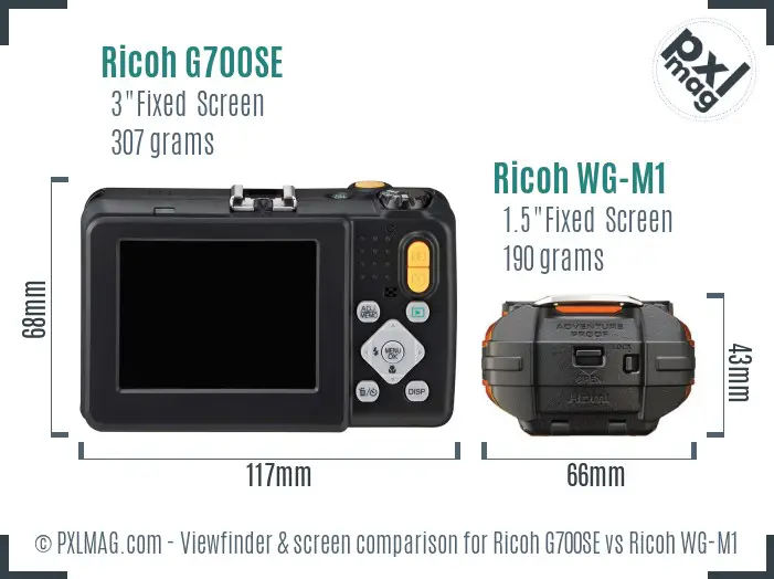 Ricoh G700SE vs Ricoh WG-M1 Screen and Viewfinder comparison
