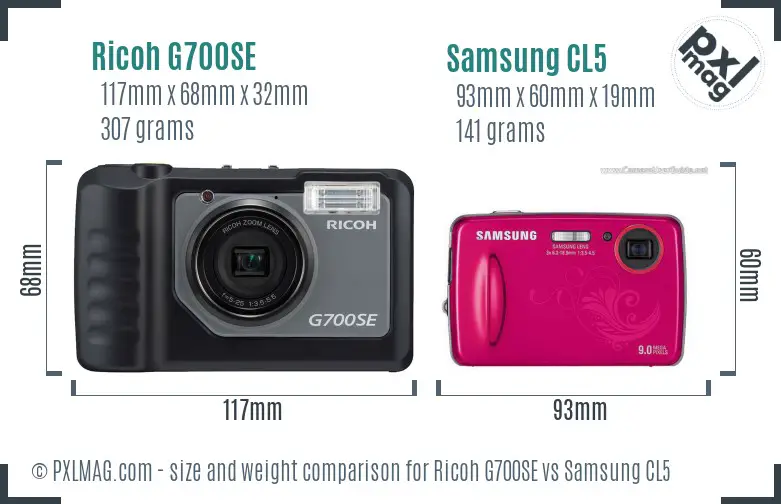Ricoh G700SE vs Samsung CL5 size comparison