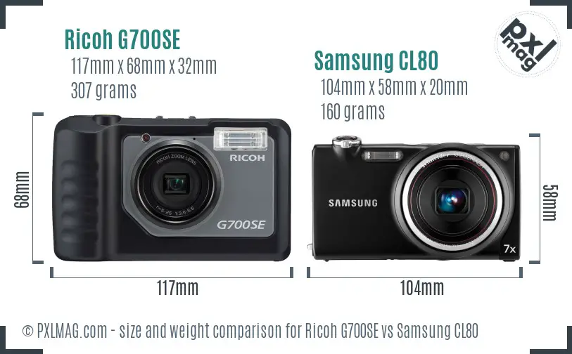 Ricoh G700SE vs Samsung CL80 size comparison