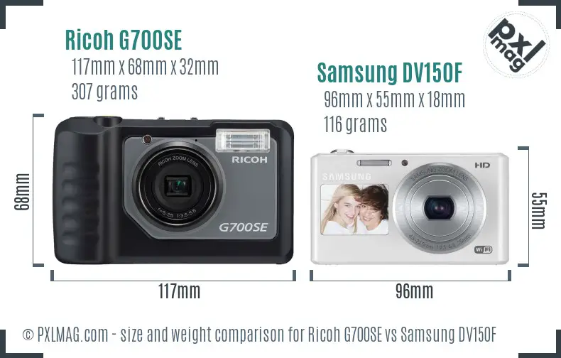 Ricoh G700SE vs Samsung DV150F size comparison