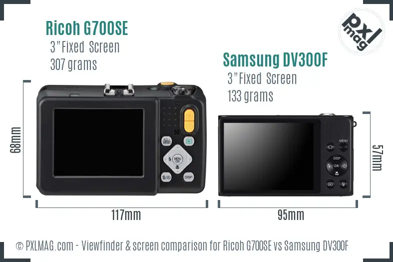 Ricoh G700SE vs Samsung DV300F Screen and Viewfinder comparison