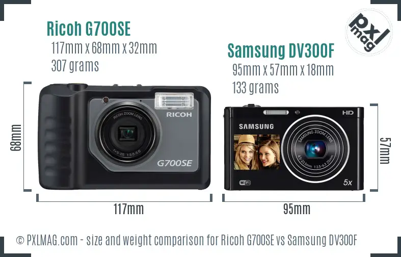 Ricoh G700SE vs Samsung DV300F size comparison