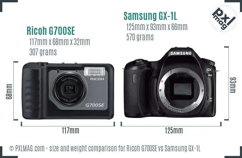 Ricoh G700SE vs Samsung GX-1L size comparison
