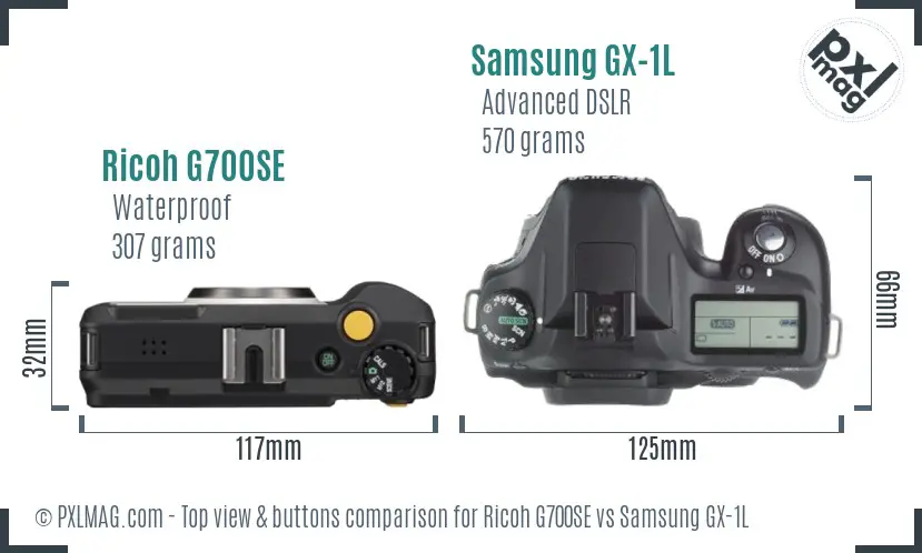 Ricoh G700SE vs Samsung GX-1L top view buttons comparison