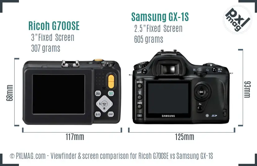 Ricoh G700SE vs Samsung GX-1S Screen and Viewfinder comparison