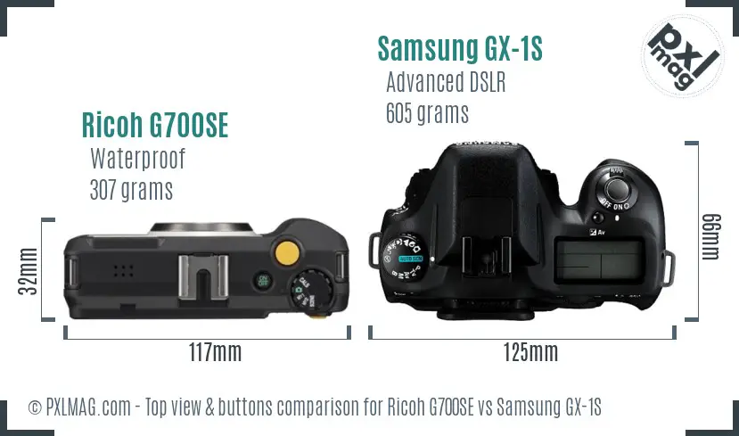 Ricoh G700SE vs Samsung GX-1S top view buttons comparison