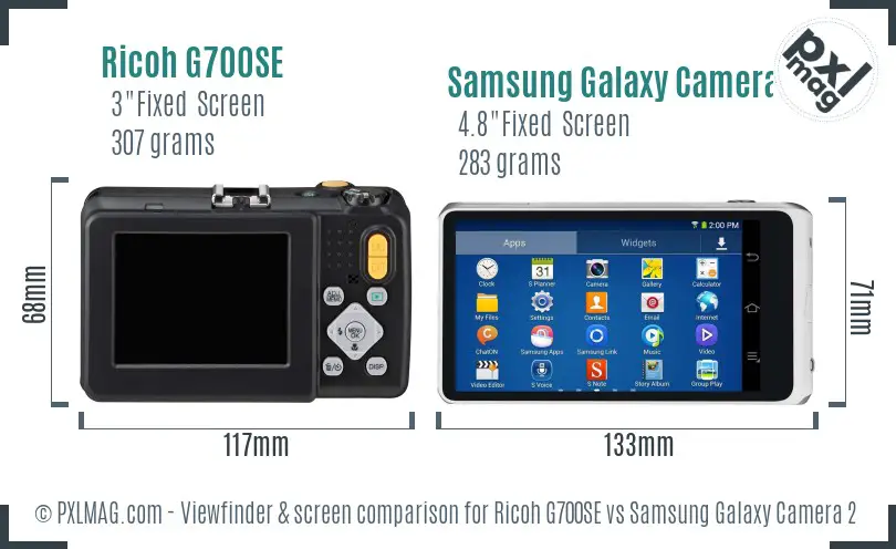 Ricoh G700SE vs Samsung Galaxy Camera 2 Screen and Viewfinder comparison