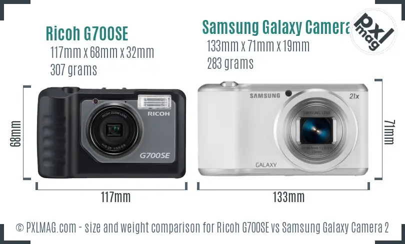 Ricoh G700SE vs Samsung Galaxy Camera 2 size comparison