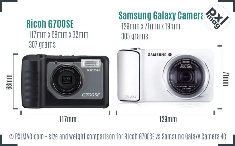 Ricoh G700SE vs Samsung Galaxy Camera 4G size comparison