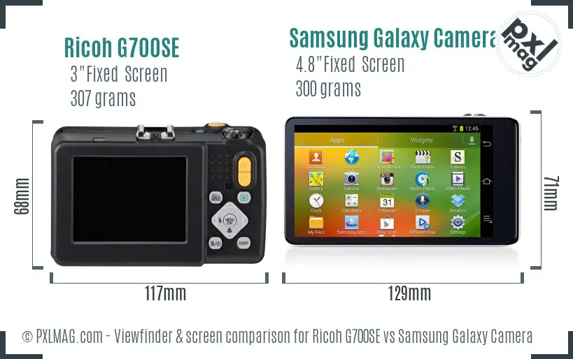 Ricoh G700SE vs Samsung Galaxy Camera Screen and Viewfinder comparison