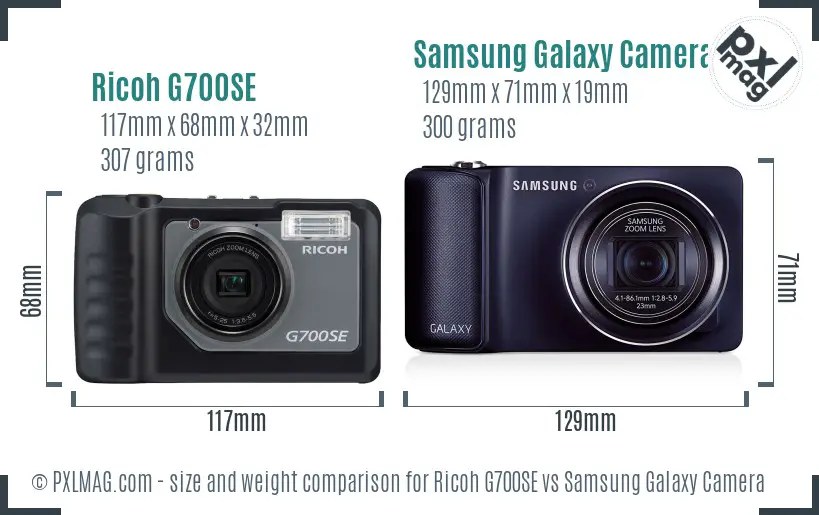 Ricoh G700SE vs Samsung Galaxy Camera size comparison