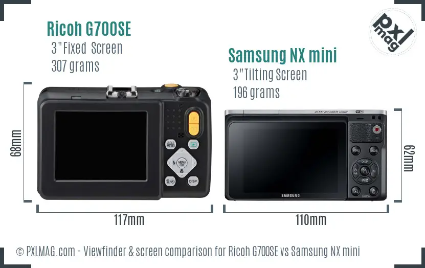 Ricoh G700SE vs Samsung NX mini Screen and Viewfinder comparison