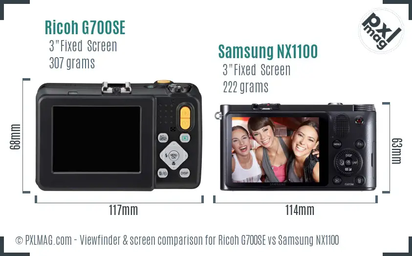 Ricoh G700SE vs Samsung NX1100 Screen and Viewfinder comparison