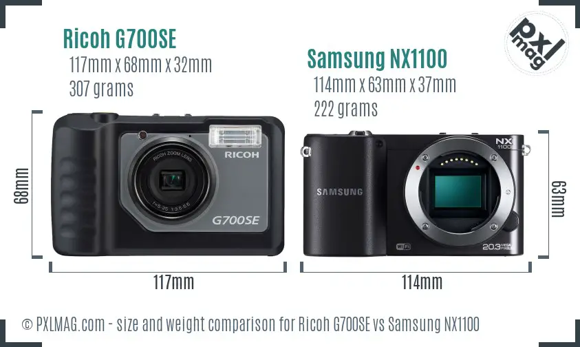 Ricoh G700SE vs Samsung NX1100 size comparison