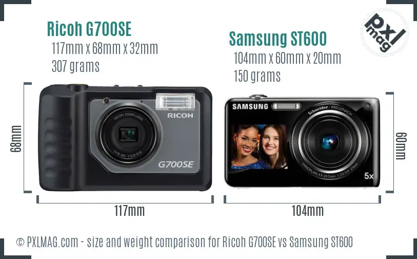 Ricoh G700SE vs Samsung ST600 size comparison