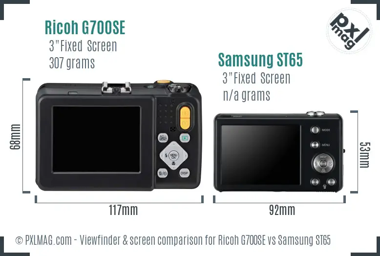 Ricoh G700SE vs Samsung ST65 Screen and Viewfinder comparison