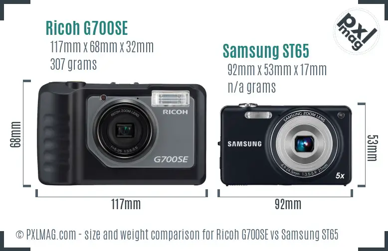 Ricoh G700SE vs Samsung ST65 size comparison
