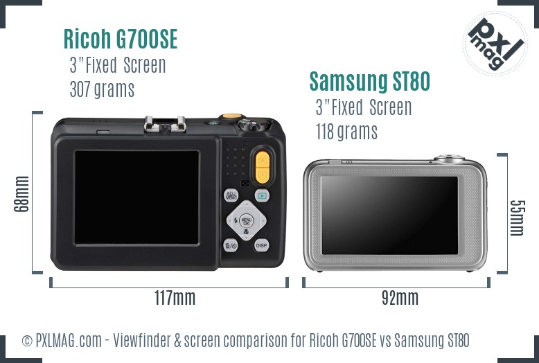 Ricoh G700SE vs Samsung ST80 Screen and Viewfinder comparison